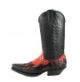 Black and red snakeskin cowboy boots unisex