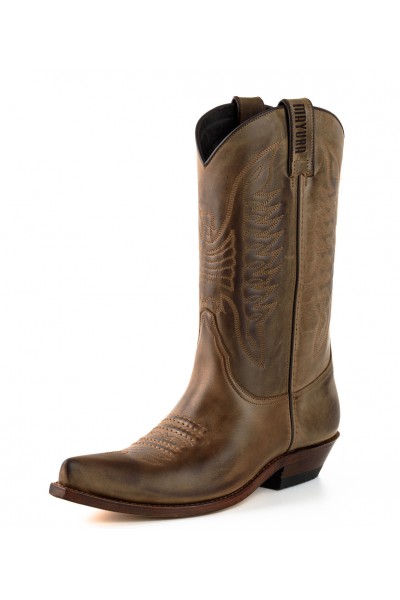 Pointed beige leather cowboy boots unisex