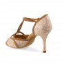 Beige snake effect leather and suede bridal shoes