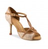 Beige snake effect leather and suede bridal shoes
