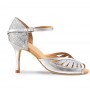 Ladies elegant silver leather wedding shoes