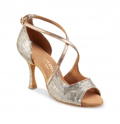 Rose gold leather wedding heels with snake effect