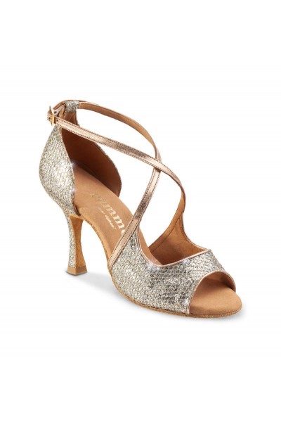 Rose gold leather wedding heels with snake effect