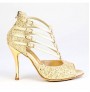 Sparkly golden leather bridal heels