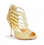 Sparkly golden leather bridal heels