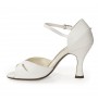 White leather comfort bridal heels