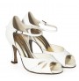 White patent leather bridal heels