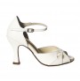 White patent leather bridal heels