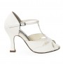 White leather comfortable bridal heels