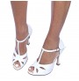 White leather comfortable bridal heels