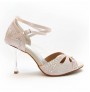 Nude satin rhinestone wedding shoes for women