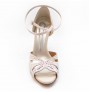 Nude satin rhinestone wedding shoes for women