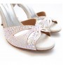 Nude satin rhinestone wedding shoes for women