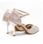 Nude satin rhinestone wedding shoes for women