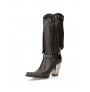 Ladies leather rock cowboy boots with fringes