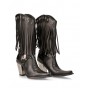 Ladies leather rock cowboy boots with fringes