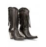 Ladies leather rock cowboy boots with fringes