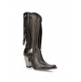 Ladies leather rock cowboy boots with fringes