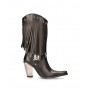 Ladies leather rock cowboy boots with fringes