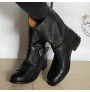 Black leather and snakeskin biker boots
