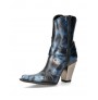 Black and blue leather rock cowboy boots for women