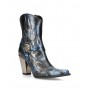 Black and blue leather rock cowboy boots for women