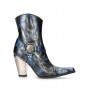 Black and blue leather rock cowboy boots for women