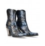 Black and blue leather rock cowboy boots for women