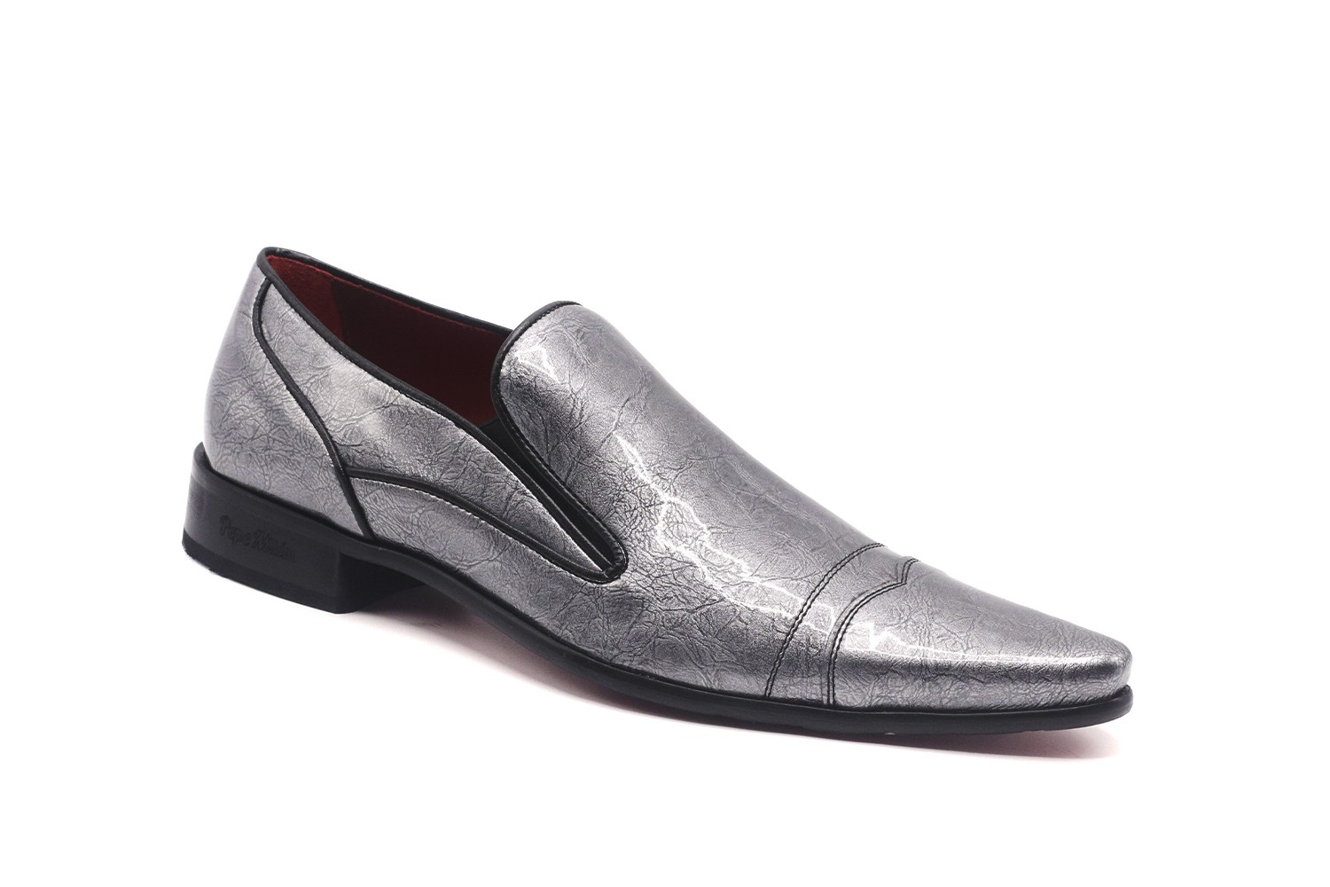 Grey leather loafers with pointed tips LEAD COLOUR LEATHER LOAFER FORMAL  SHOES