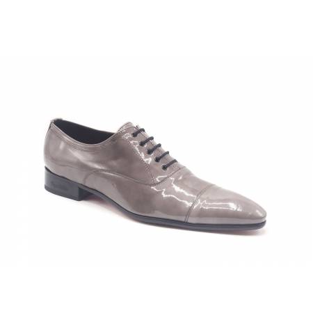 Taupe patent leather shoes for men