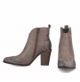 LADIES BEIGE LEATHER ANKLE BOOTS WITH RHINESTONES