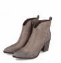 LADIES BEIGE LEATHER ANKLE BOOTS WITH RHINESTONES