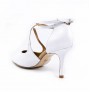 White leather bridal comfort heels