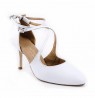 White leather bridal comfort heels