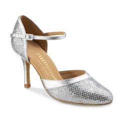 Silver snake effect leather bridal comfort heels