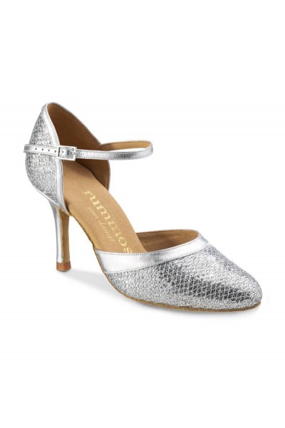 Silver snake effect leather bridal comfort heels