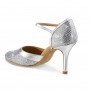 Silver snake effect leather bridal comfort heels