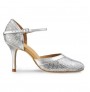 Silver snake effect leather bridal comfort heels