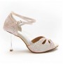 Soft pink satin rhinestone dance shoes