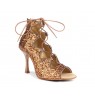 Tan glitter dance boots with lace