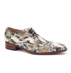 Camel snake leather derby shoes for men