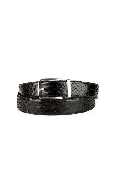 Black Genuine Snakeskin Belt - Shoes Made 4 Me