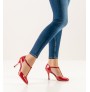 Red patent pump shoe