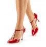 Red patent pump shoe