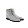 Glitter silver leather ankle boots for men