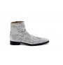 Glitter silver leather ankle boots for men