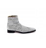 Glitter silver leather ankle boots for men