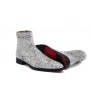 Glitter silver leather ankle boots for men