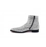 Glitter silver leather ankle boots for men