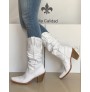 White leather cowboy boots for women